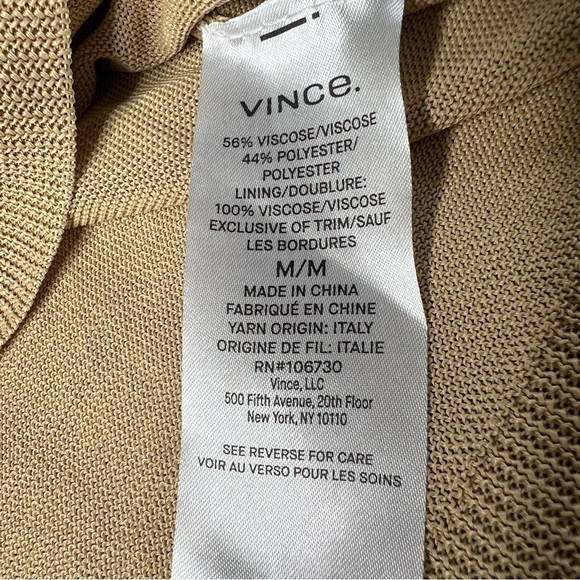 VINCE Pleated Gold Bronze Metallic Crochet Knit Midi Skirt Lined Size M - Picture 15 of 16